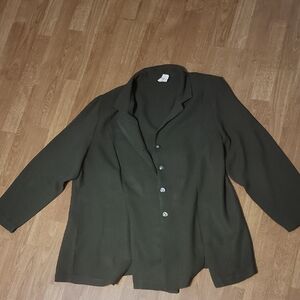 Dark Olive Green Button-Up Blazer